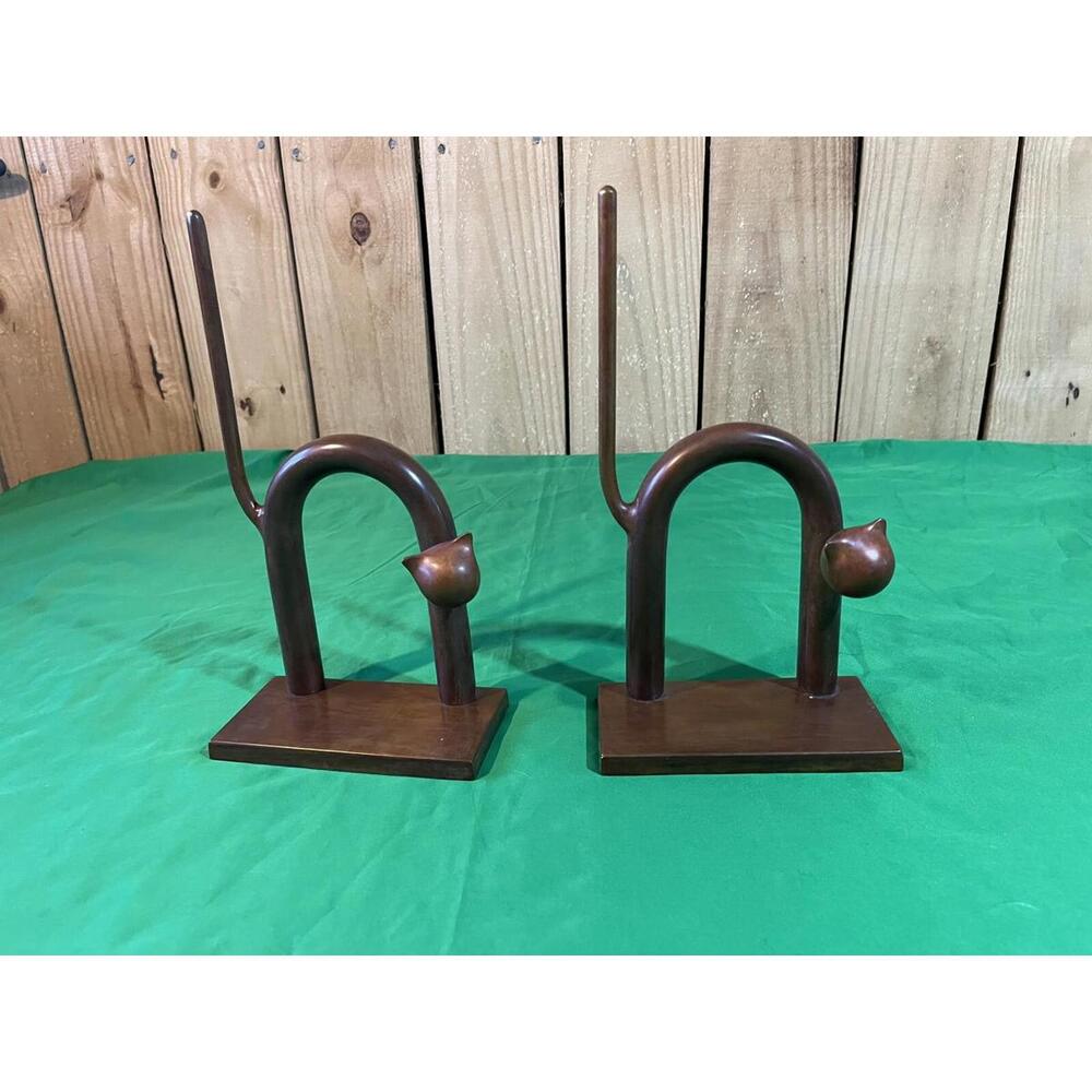 Global Views Metal Copper Tone Cat Art Sculptures.